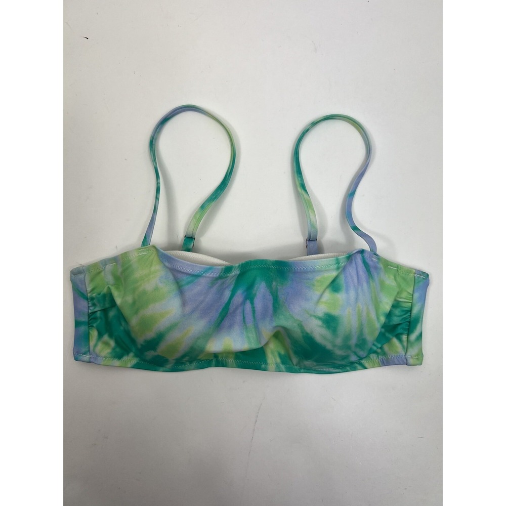 Shade & Shore Bikini Top Women's Sz 34B Green Multi Push Up Underwire